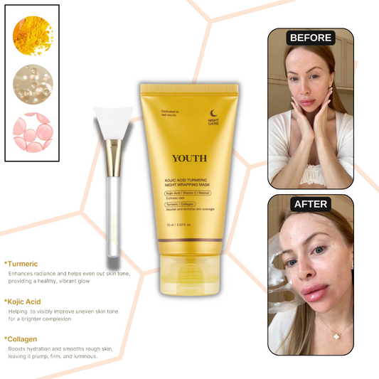 Formula Youth Overnight Wrap con acido cogico, curcuma e collagene