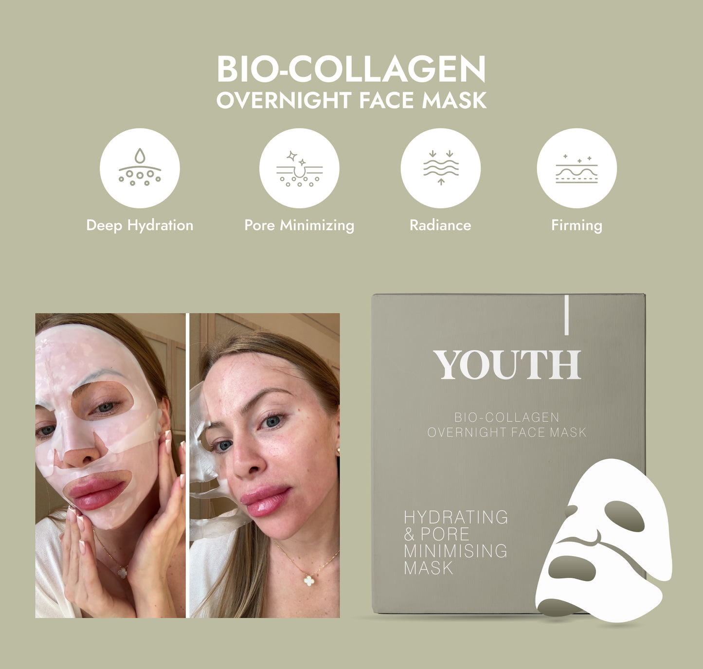 Feuchtigkeitsspendende Bio-Collagen-Gesichtsmaske für die Nacht